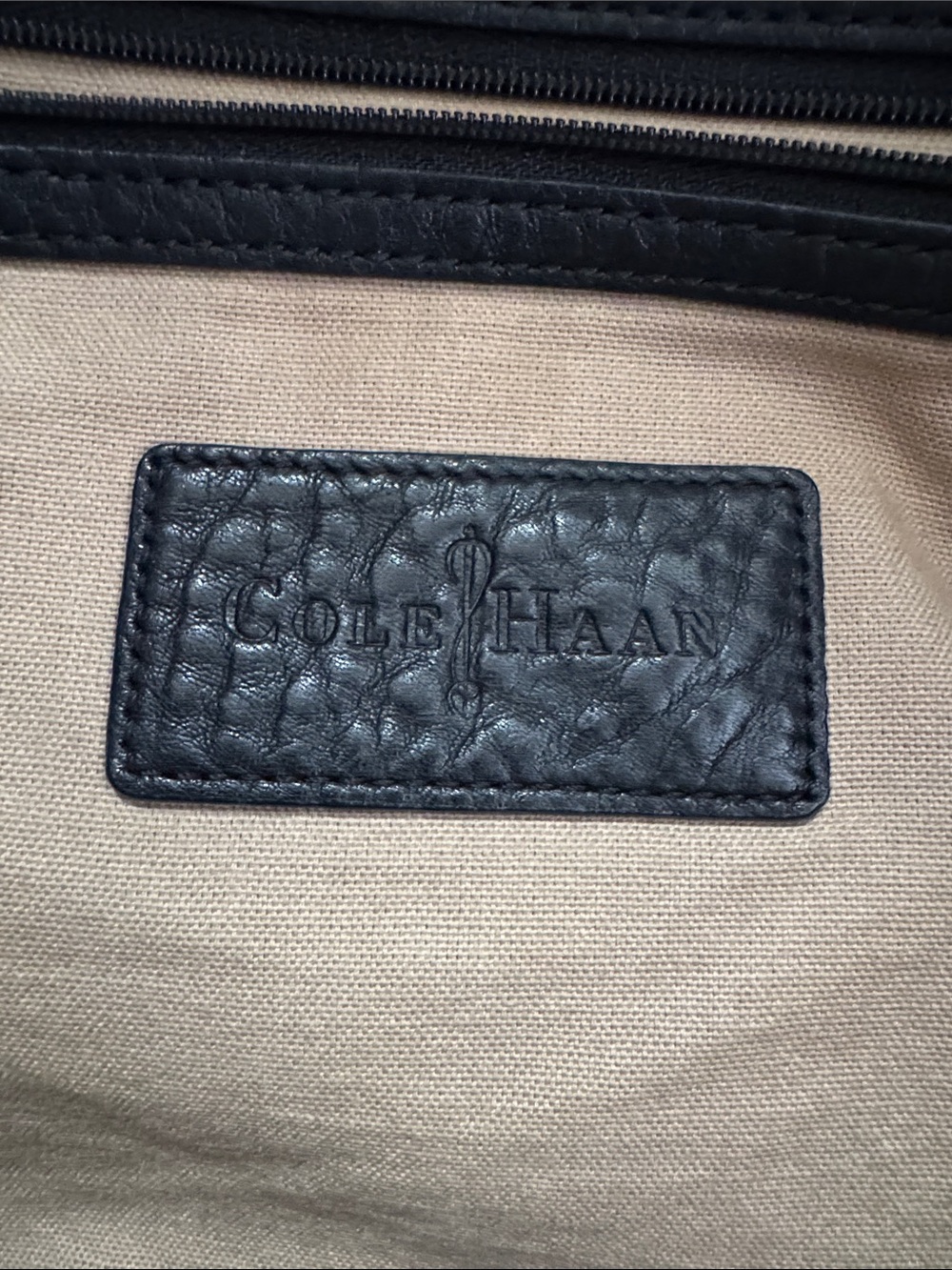 Cole Haan Black Pebbled Leather Travel Tote - Picture 2 of 6